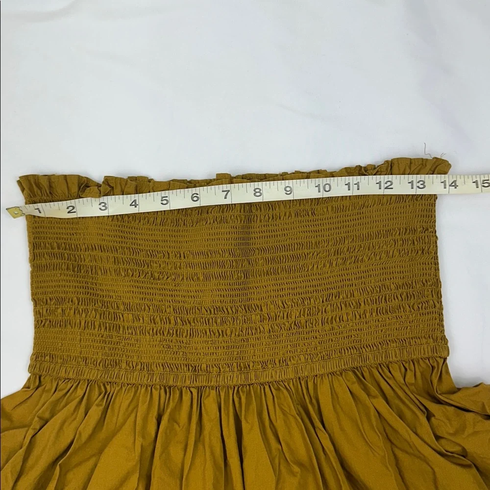J. Crew Mustard Midi Skirt with Smocked Waist